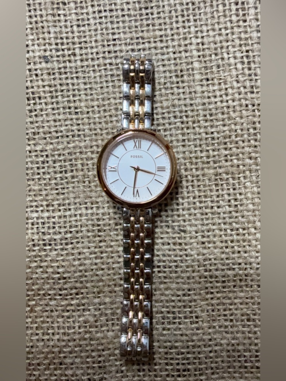 Fossil Two-Tone Silver and Rose Gold Women's Bracelet Watch